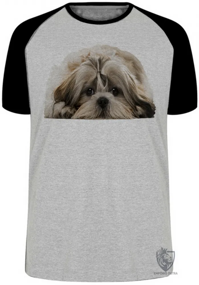 Camiseta adulto ou infantil cachorro cão dog Shih tzu raça canina Imagem