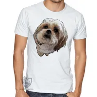 Camiseta adulto ou infantil cachorro cão dog Shih tzu raça fofo lindo - Foto 2