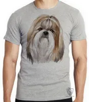 Camiseta adulto ou infantil cachorro cão dog Shih tzu raça pintura - Foto 3