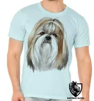 Camiseta adulto ou infantil cachorro cão dog Shih tzu raça pintura - Foto 5