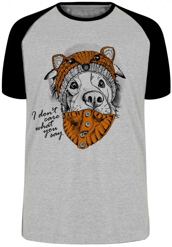 Camiseta adulto ou infantil Cachorro I dont care what you say Imagem