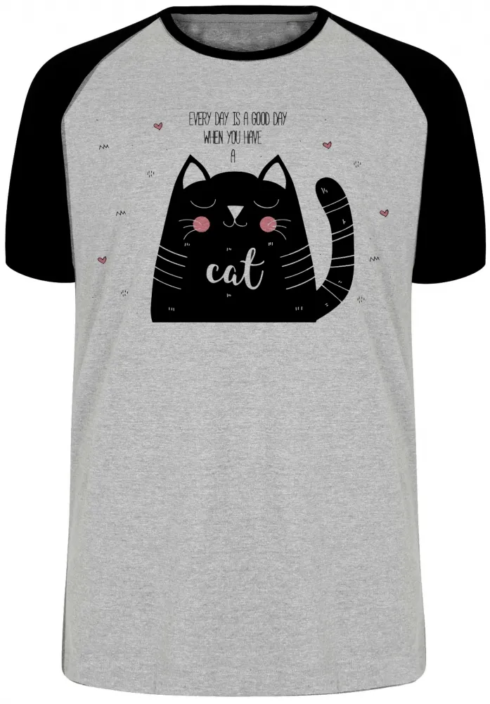Camiseta adulto ou infantil Every day is a good gato cat Imagem