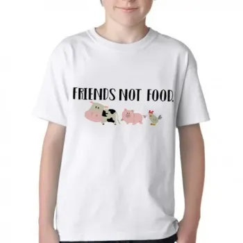 Camiseta adulto ou infantil friends not food animais comida vegatariano - Foto 2