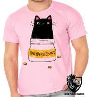 Camiseta adulto ou infantil Gatinho antedepressivo gato cat - Foto 2