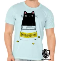 Camiseta adulto ou infantil Gatinho antedepressivo gato cat - Foto 5