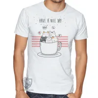 Camiseta adulto ou infantil Gatinhos Have a nice day gato cat - Foto 2
