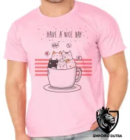 Camiseta adulto ou infantil Gatinhos Have a nice day gato cat - Foto 4