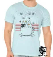 Camiseta adulto ou infantil Gatinhos Have a nice day gato cat - Foto 5