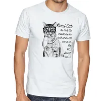 Camiseta adulto ou infantil Gato nerd mouse boca rato - Foto 2