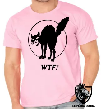Camiseta adulto ou infantil Gato preto WTF gatinho felino - Foto 2