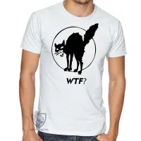 Camiseta adulto ou infantil Gato preto WTF gatinho felino - Foto 3