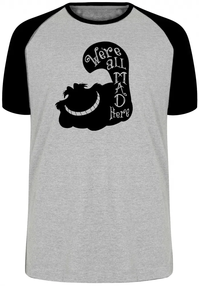 Camiseta adulto ou infantil gato Were all mad here gato cat preto black Imagem