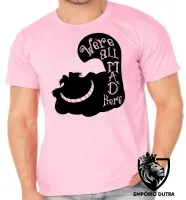 Camiseta adulto ou infantil gato Were all mad here gato cat preto black - Foto 2