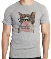 Camiseta adulto ou infantil Gatos nerds chicletes cats bubble gum - Foto 4