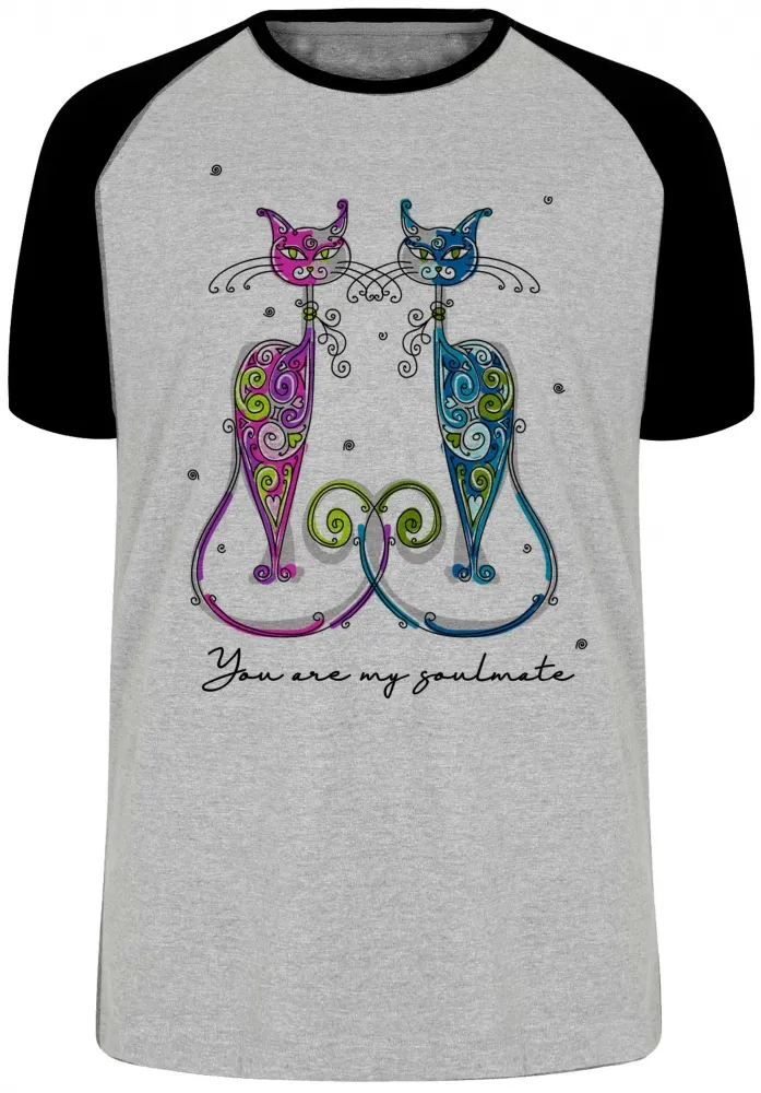 Camiseta adulto ou infantil Gatos you are my soulmate cat