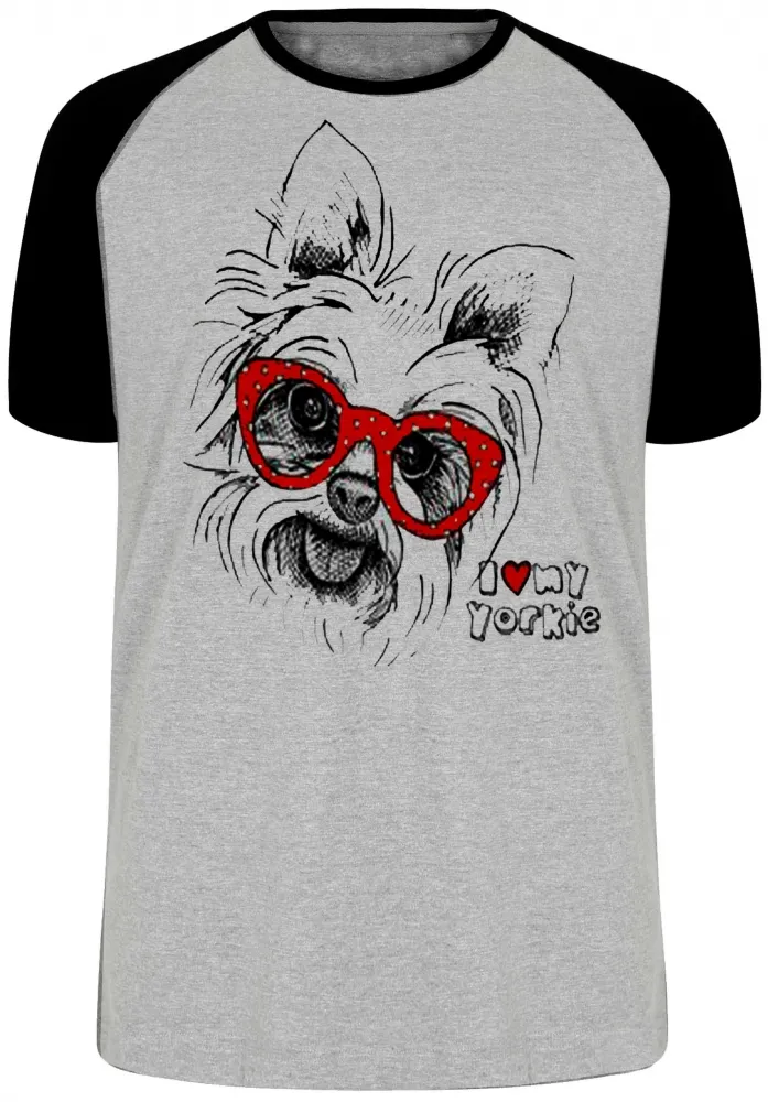 Camiseta adulto ou infantil I love yorkie cachorro cão dog