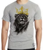 Camiseta adulto ou infantil Leão o Rei lion king coroa black - Foto 4