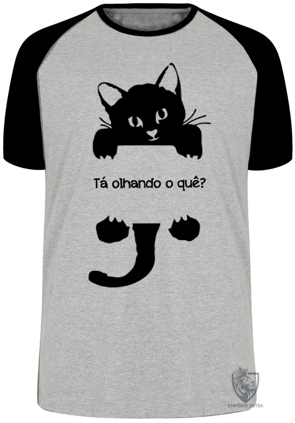 Camiseta adulto ou infantil gato gatinho Tá olhando o quê
