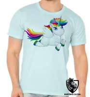 Camiseta adulto ou infantil unicornio cavalo colorido salto - Foto 5