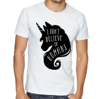 Camiseta adulto ou infantil Unicórnio não acredito em humanos - Foto 3
