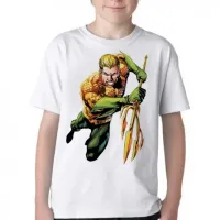 Camiseta adulto ou infantil aquaman super herói liga justiça - Foto 3