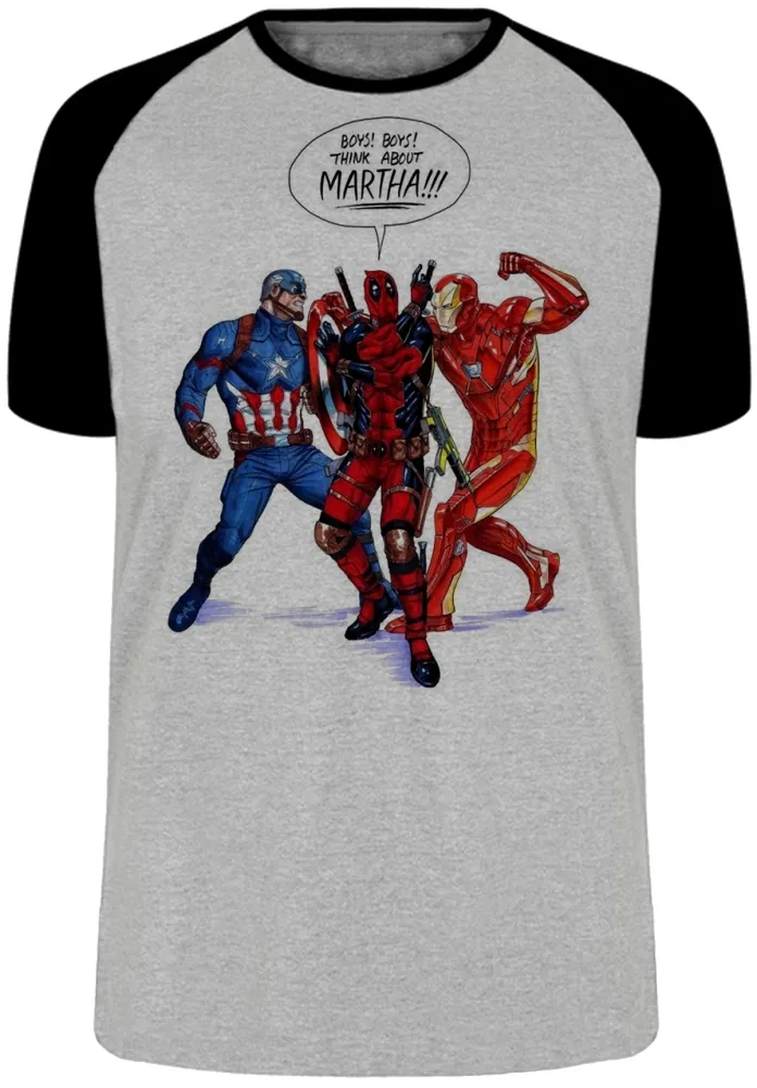 Camiseta adulto ou infantil Boys think about Martha homen ferro capitão america Imagem