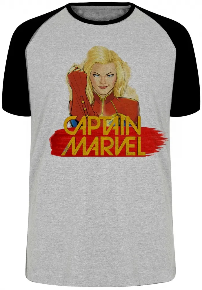 Camiseta adulto ou infantil Capitã Marvel heroi feminina