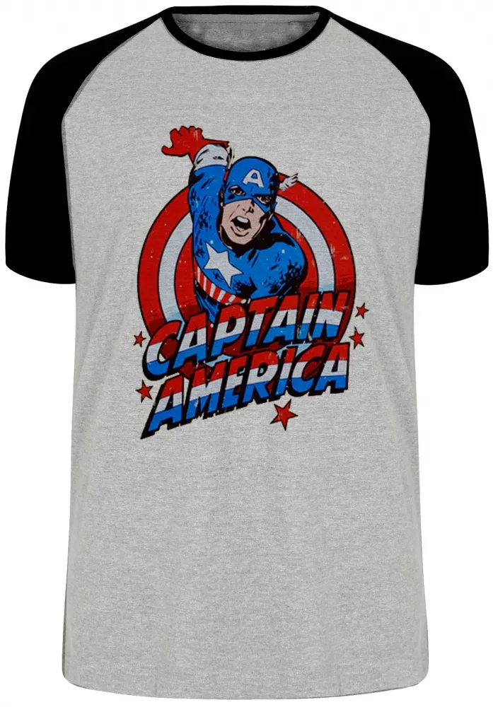 Camiseta adulto ou infantil Capitão américa cartoon marvel Imagem