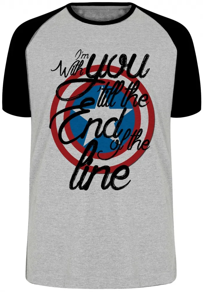 Camiseta adulto ou infantil Capitão América escudo end line