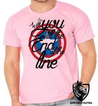 Camiseta adulto ou infantil Capitão América escudo end line - Foto 2