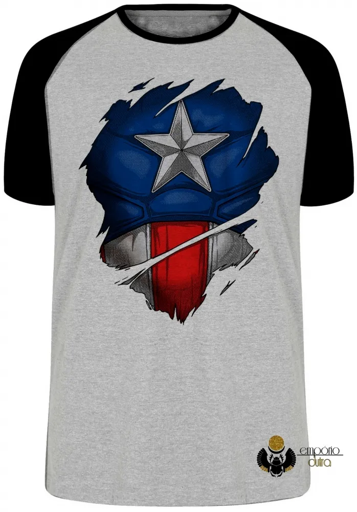 Camiseta adulto ou infantil Capitão america marvel disfarce