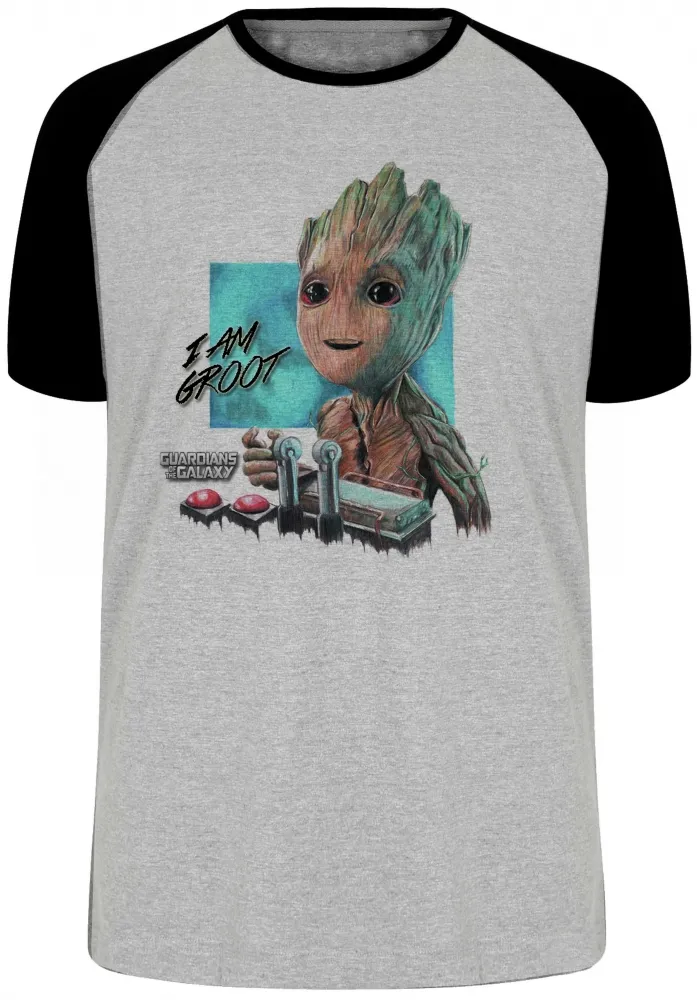 Camiseta adulto ou infantil Groot Guardiões da Galáxia controle