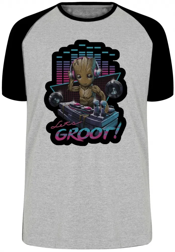 Camiseta adulto ou infantil Groot lets musica dj marvel