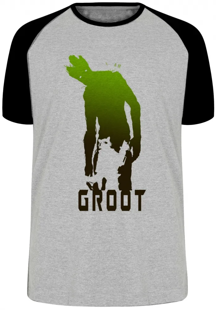 Camiseta adulto ou infantil Guardiões da Galáxia sombras Groot Rocket