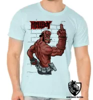 Camiseta adulto ou infantil Hellboy dedo do meio parede - Foto 5