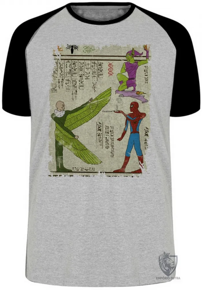 Camiseta adulto ou infantil hieróglifos homem aranha Imagem