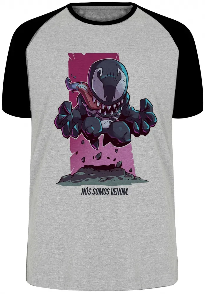 Camiseta adulto ou infantil homem aranha negro venom marvel vilão Imagem