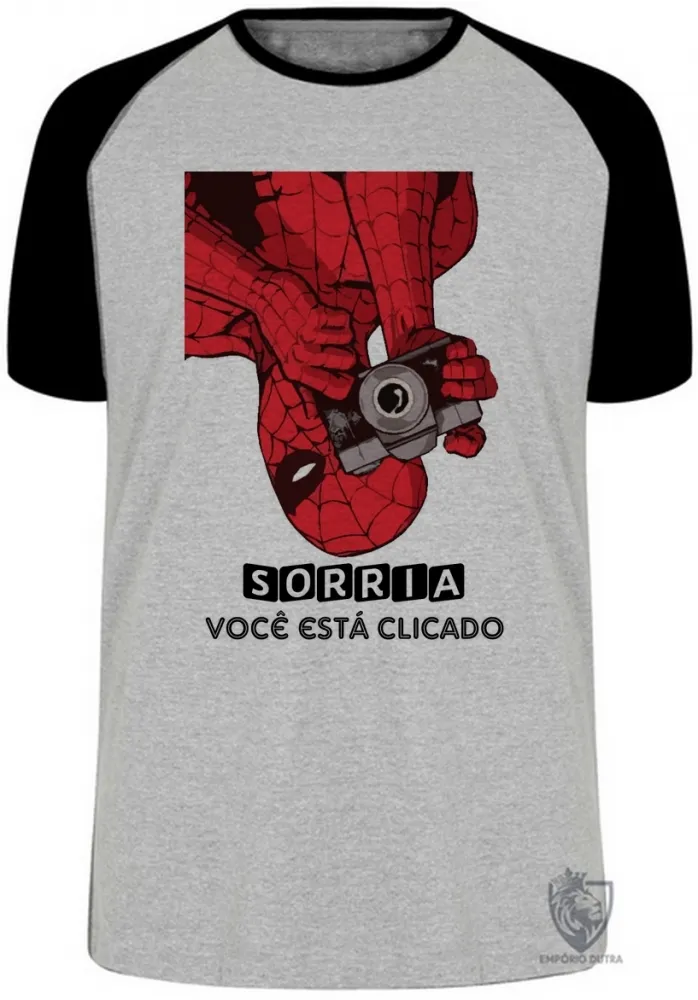 Camiseta adulto ou infantil Homem aranha sorria foto marvel fotografia