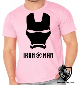 Camiseta adulto ou infantil Iroman máscara marvel homem ferro black - Foto 2