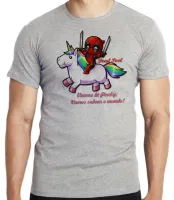 Camiseta adulto ou infantil Dead Pool e unicórnio Ponky - Foto 4