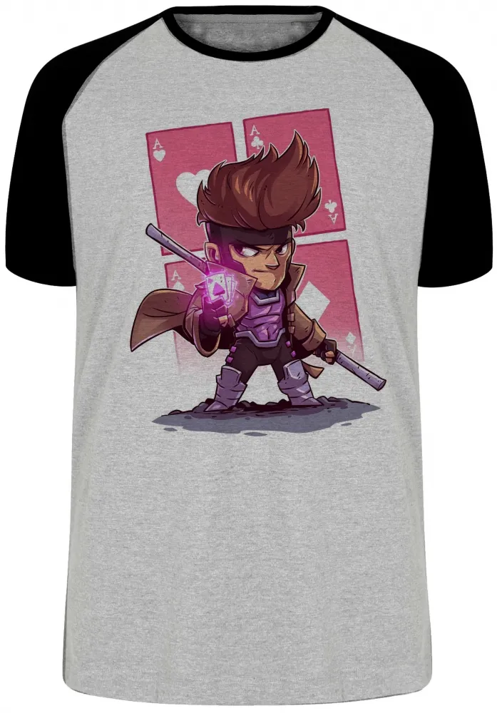 Camiseta adulto ou infantil Gambit carta x men marvel Imagem