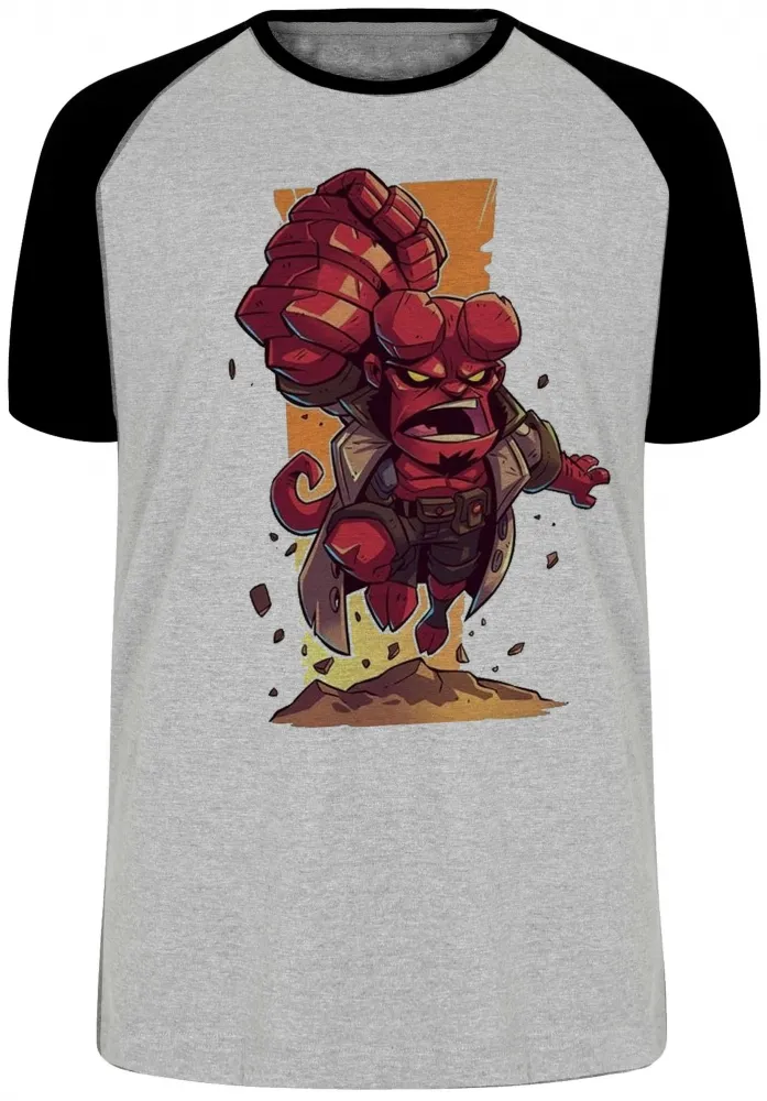 Camiseta adulto ou infantil HELLBOY super herói vermelho Imagem