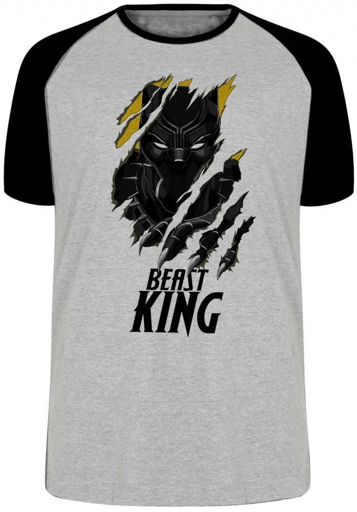 Camiseta adulto ou infantil Pantera Negra black panther beast king