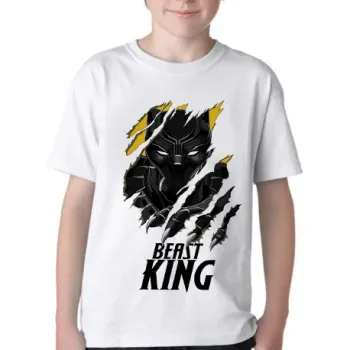 Camiseta adulto ou infantil Pantera Negra black panther beast king - Foto 2