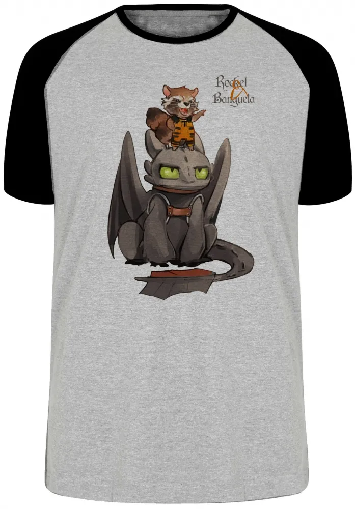 Camiseta adulto ou infantil Rocket guardiões galaxia Banguela dragão Imagem