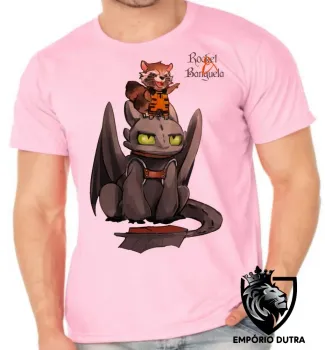 Camiseta adulto ou infantil Rocket guardiões galaxia Banguela dragão - Foto 2