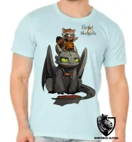 Camiseta adulto ou infantil Rocket guardiões galaxia Banguela dragão - Foto 5