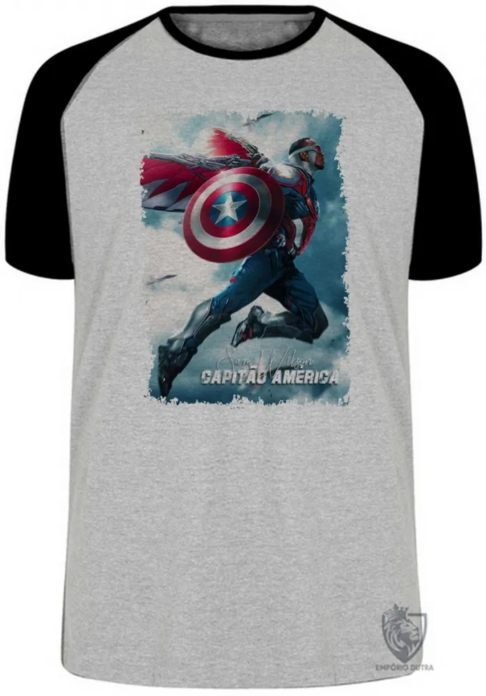 Camiseta adulto ou infantil Sam Wilson Cap Falcão e o Soldado Invernal