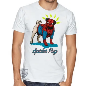 Camiseta adulto ou infantil Spider Pug homem aranha cachorro - Foto 2