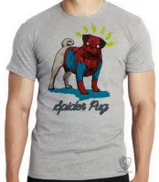 Camiseta adulto ou infantil Spider Pug homem aranha cachorro - Foto 3